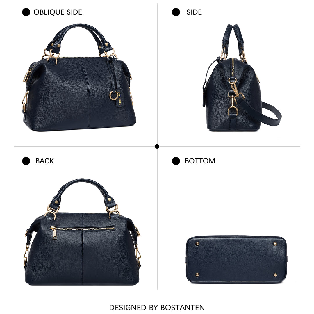 Nevin Genuine Leather Boston Handbag