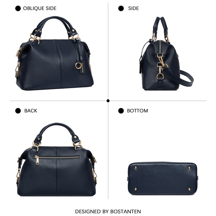 Nevin Genuine Leather Boston Handbag