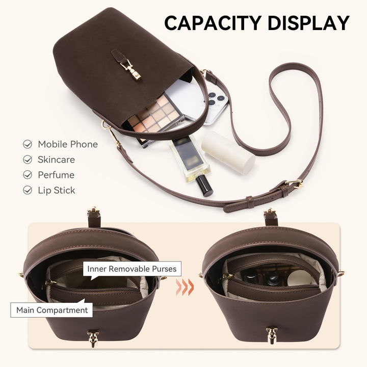 Harper Jones Bucket Shoulder Bag – Gold Clasp Crossbody