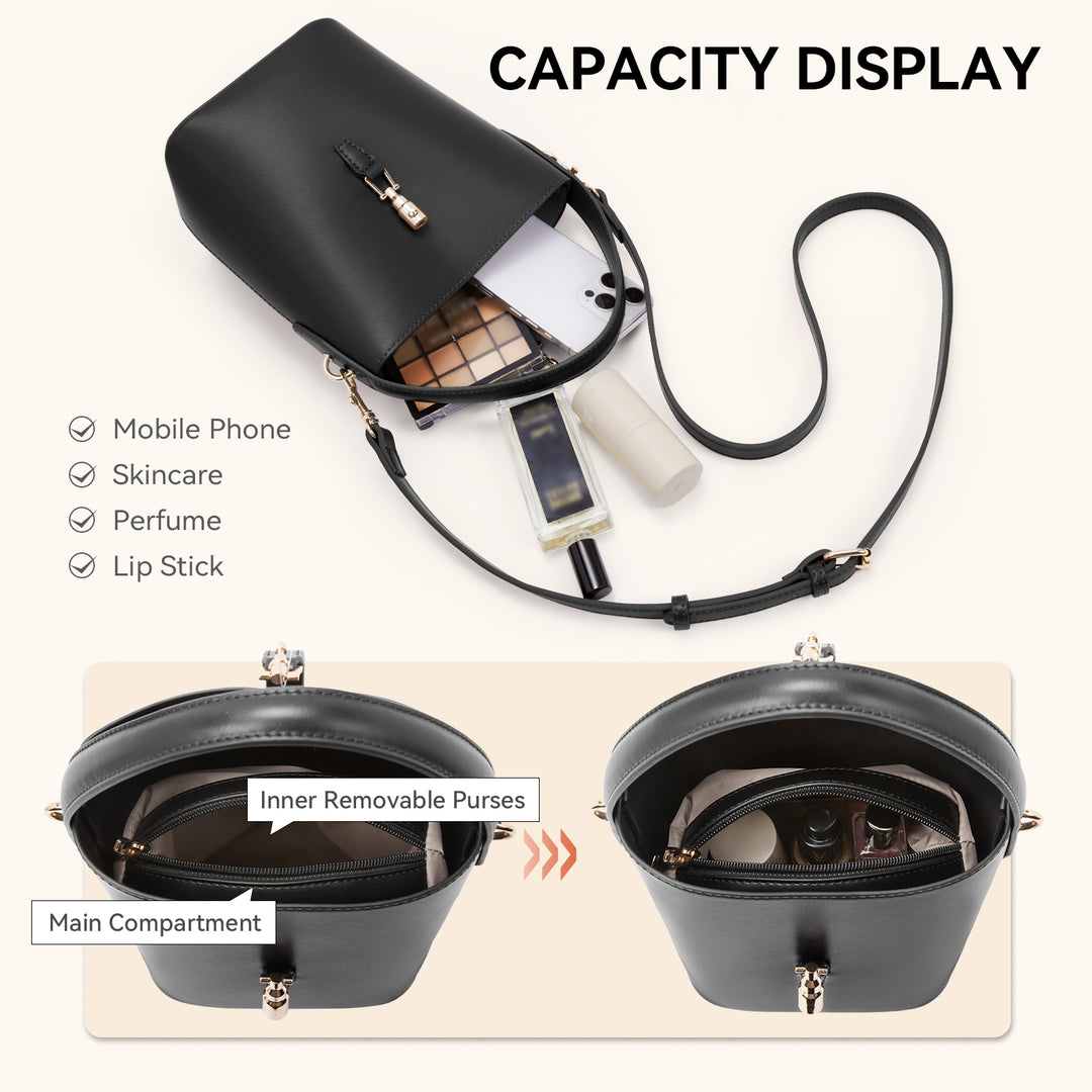 Harper Jones Bucket Shoulder Bag – Gold Clasp Crossbody