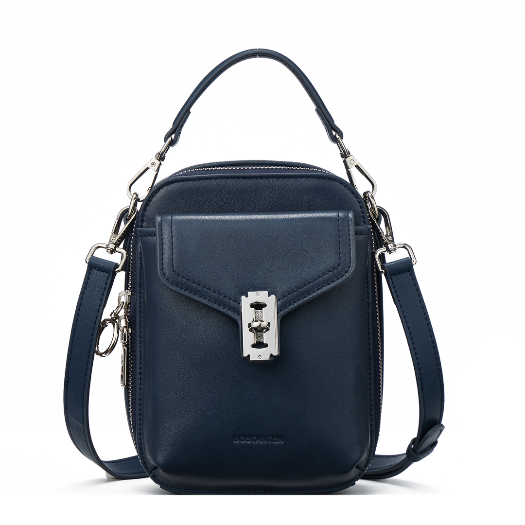 leather crossbody phone bag #navy