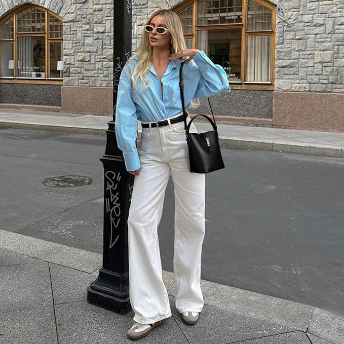 Harper Jones Bucket Shoulder Bag – Gold Clasp Crossbody