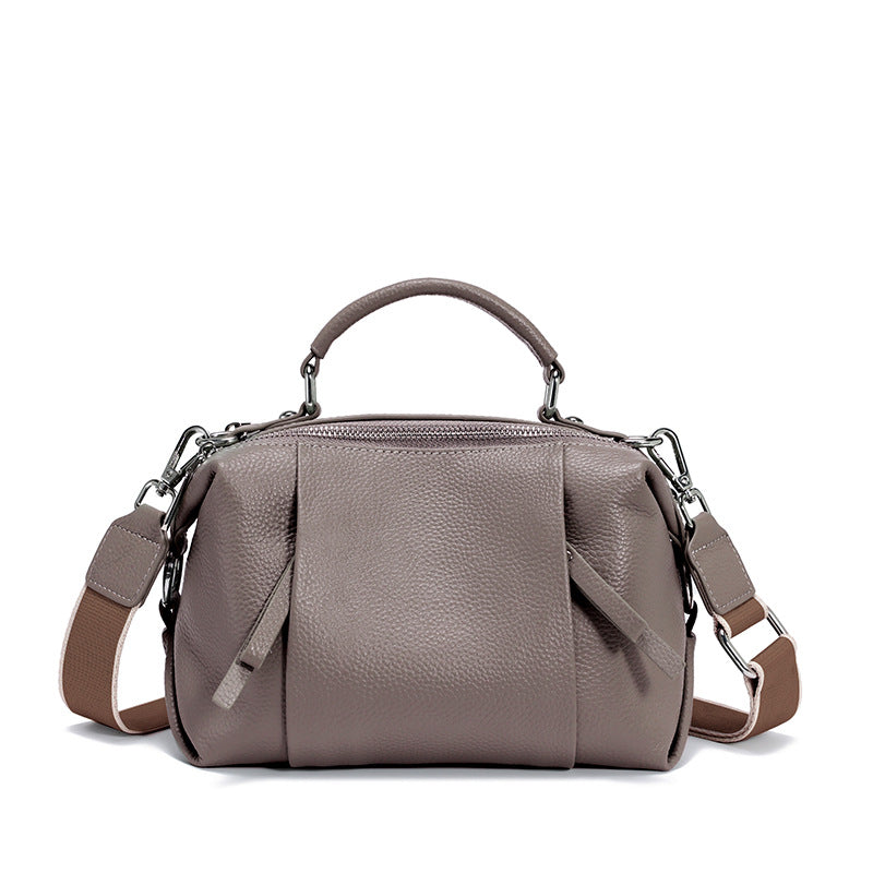 Nevin Genuine Leather Relaxed Boston Handbag