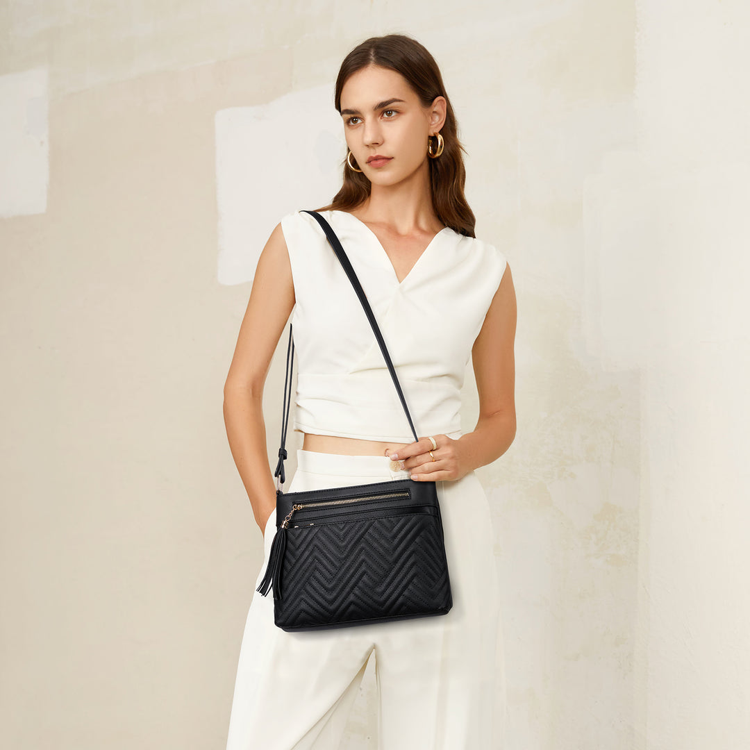 Nola Quilted Trendy Tassel Crossbody Shoulder Bag