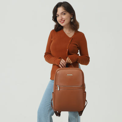 Baish Vintage Women's Brown Leather Backpack Purse