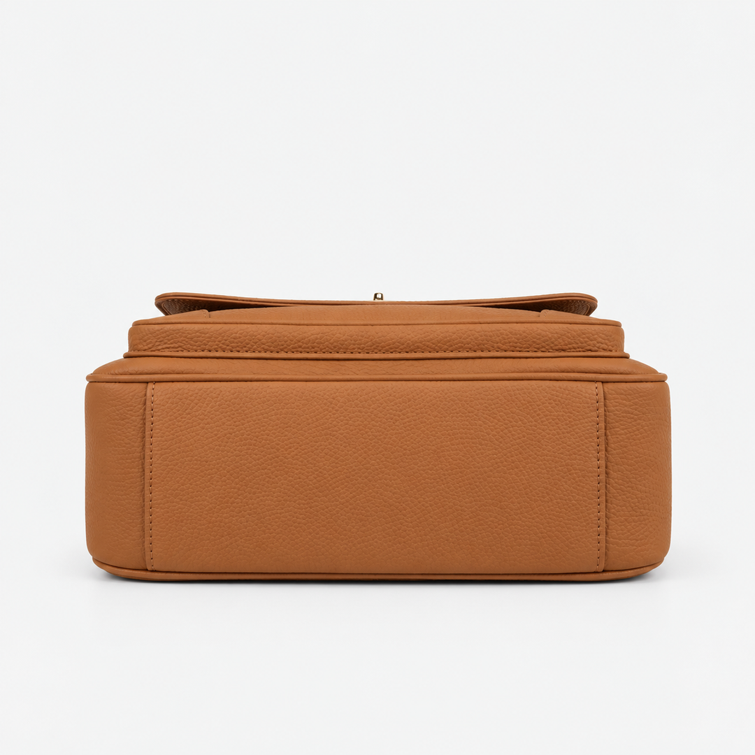 Turn Lock Flap Messenger Crossbody - Pebbled Leather