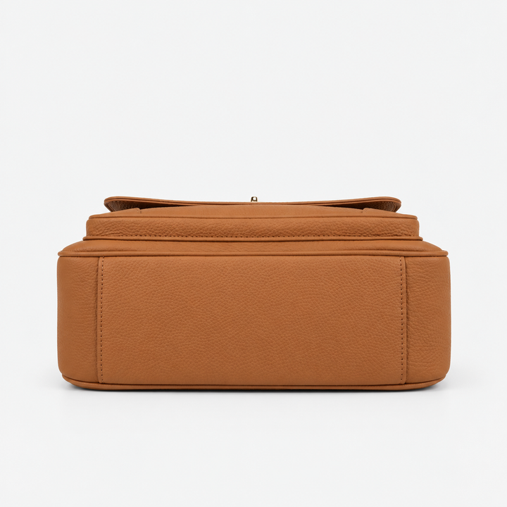 Turn Lock Flap Messenger Crossbody - Pebbled Leather