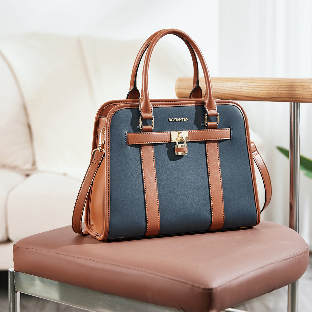 Stylish Two-Tone Top Handle Work Bag