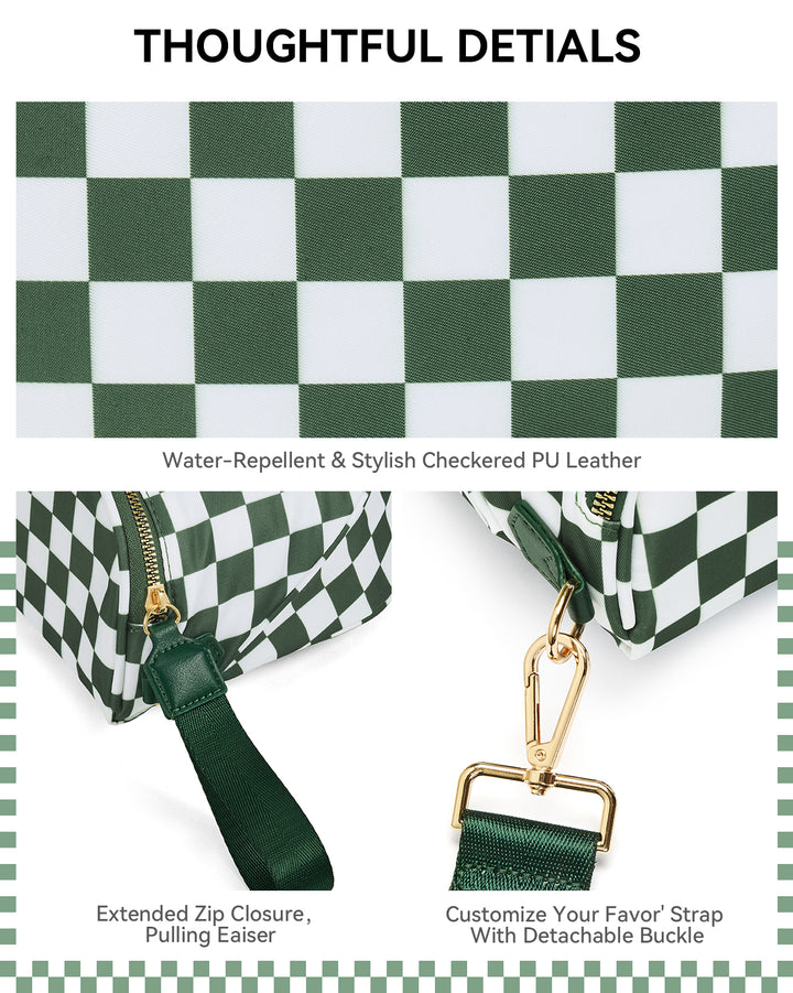 NOVA Checkered Leather Bum & Crossbody Bag – RFID Protected