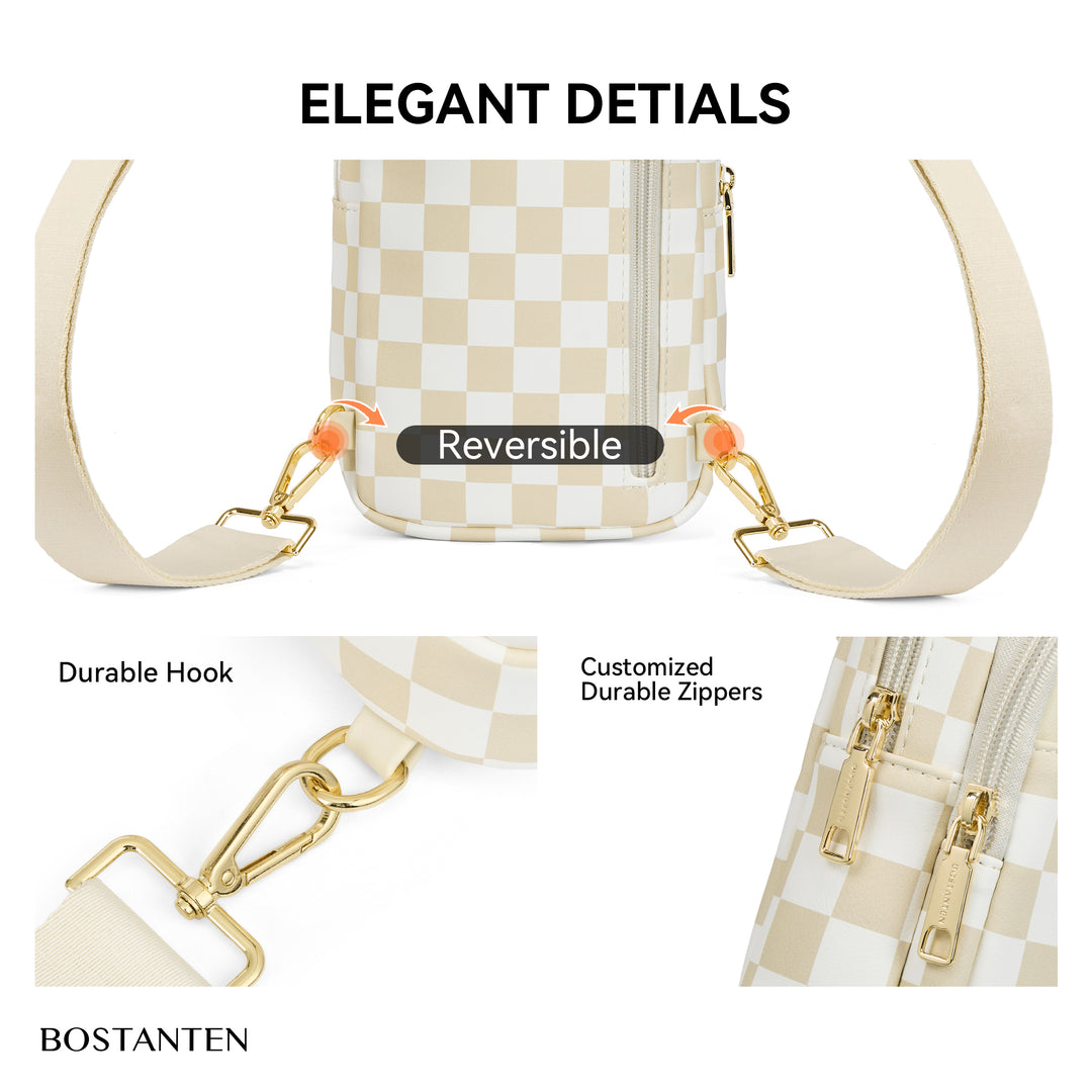 Aurora Chevron Quilted Embroidered Strap Sling Bag