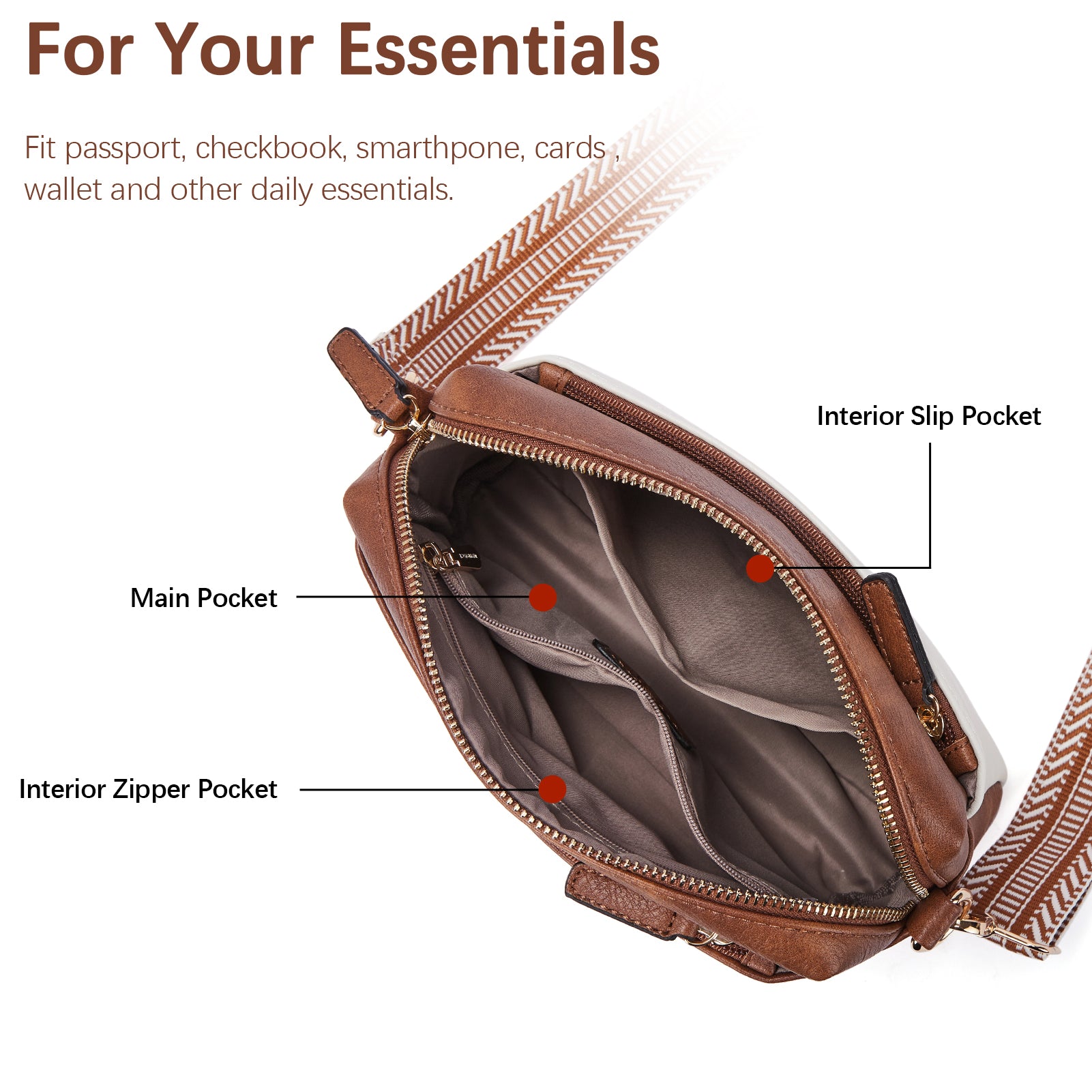 Triple Zip Cell Phone Leather Handbag - Organize Your Essentials