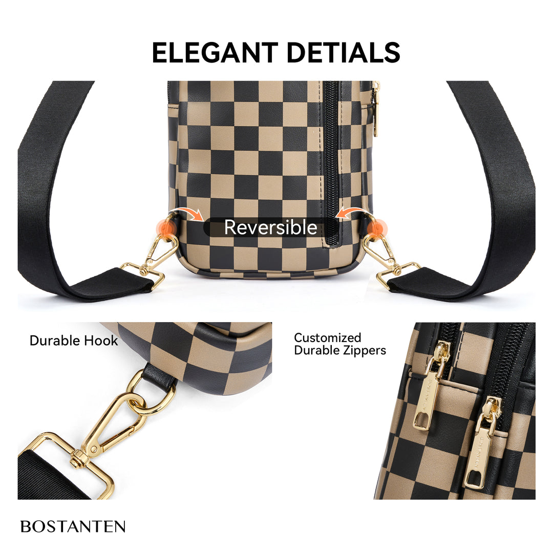 Aurora Chevron Quilted Embroidered Strap Sling Bag