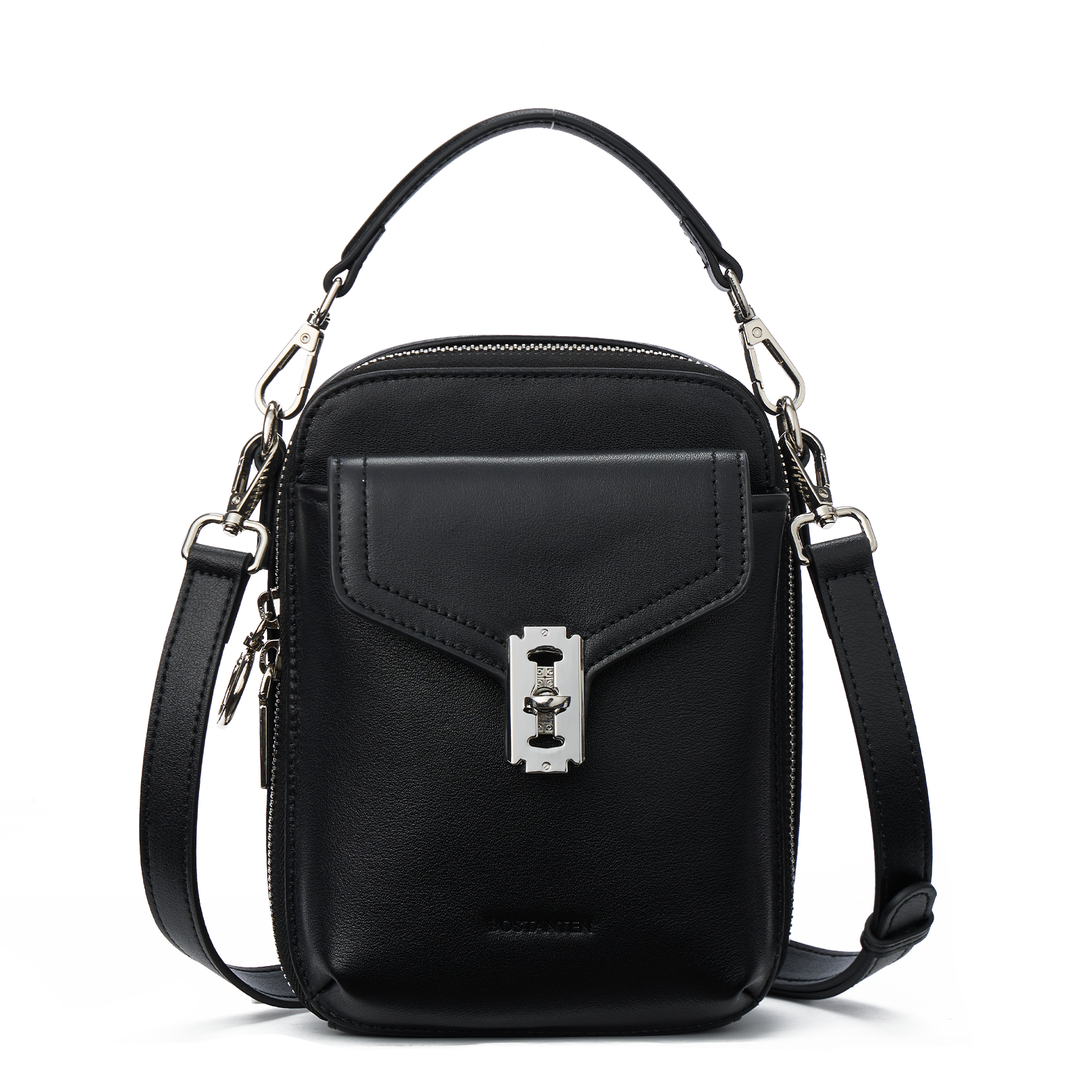 leather crossbody phone bag #black