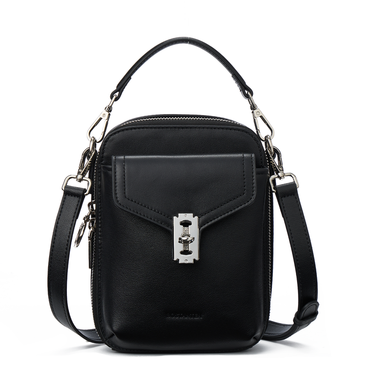leather crossbody phone bag #black