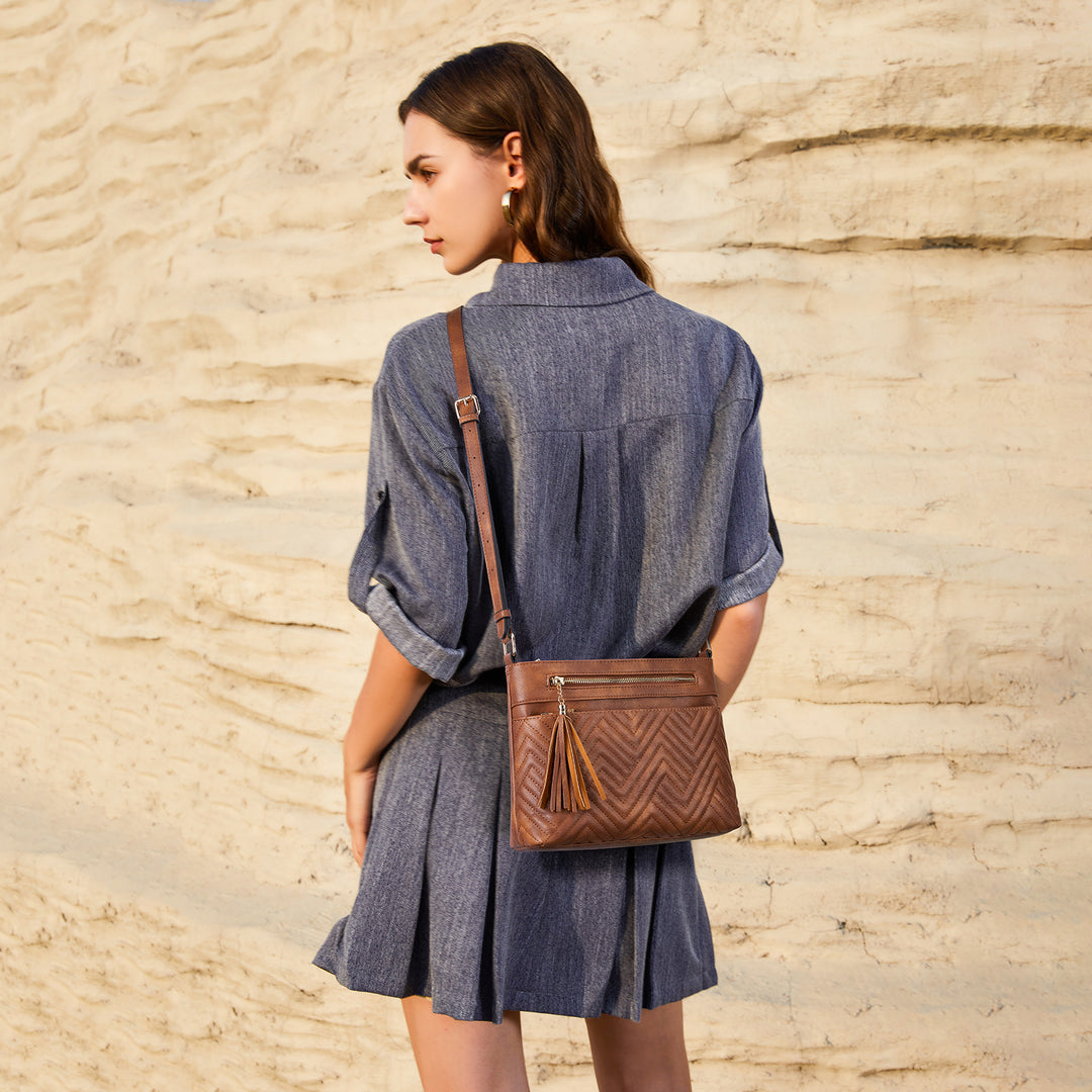 Nola Quilted Trendy Tassel Crossbody Shoulder Bag