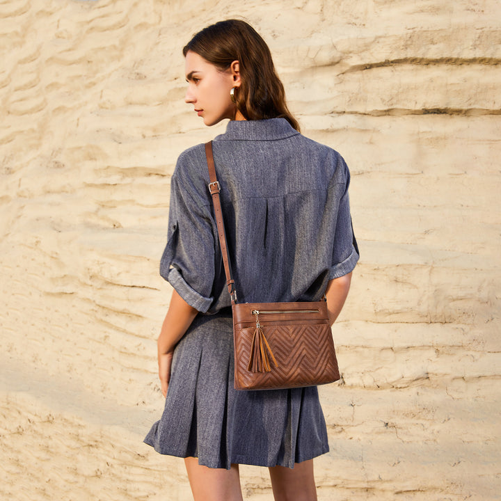 Nola Quilted Trendy Tassel Crossbody Shoulder Bag