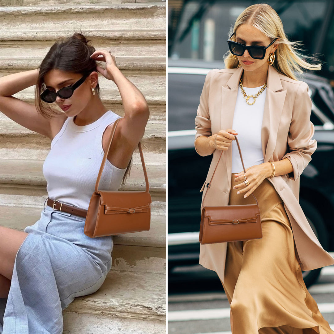 Kweli Belted Elegance Leather Shoulder Bag