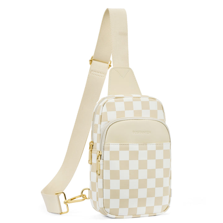 Aurora Chevron Quilted Embroidered Strap Sling Bag