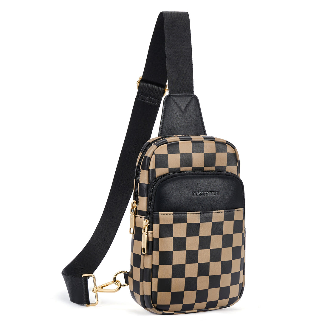 Aurora Chevron Quilted Embroidered Strap Sling Bag