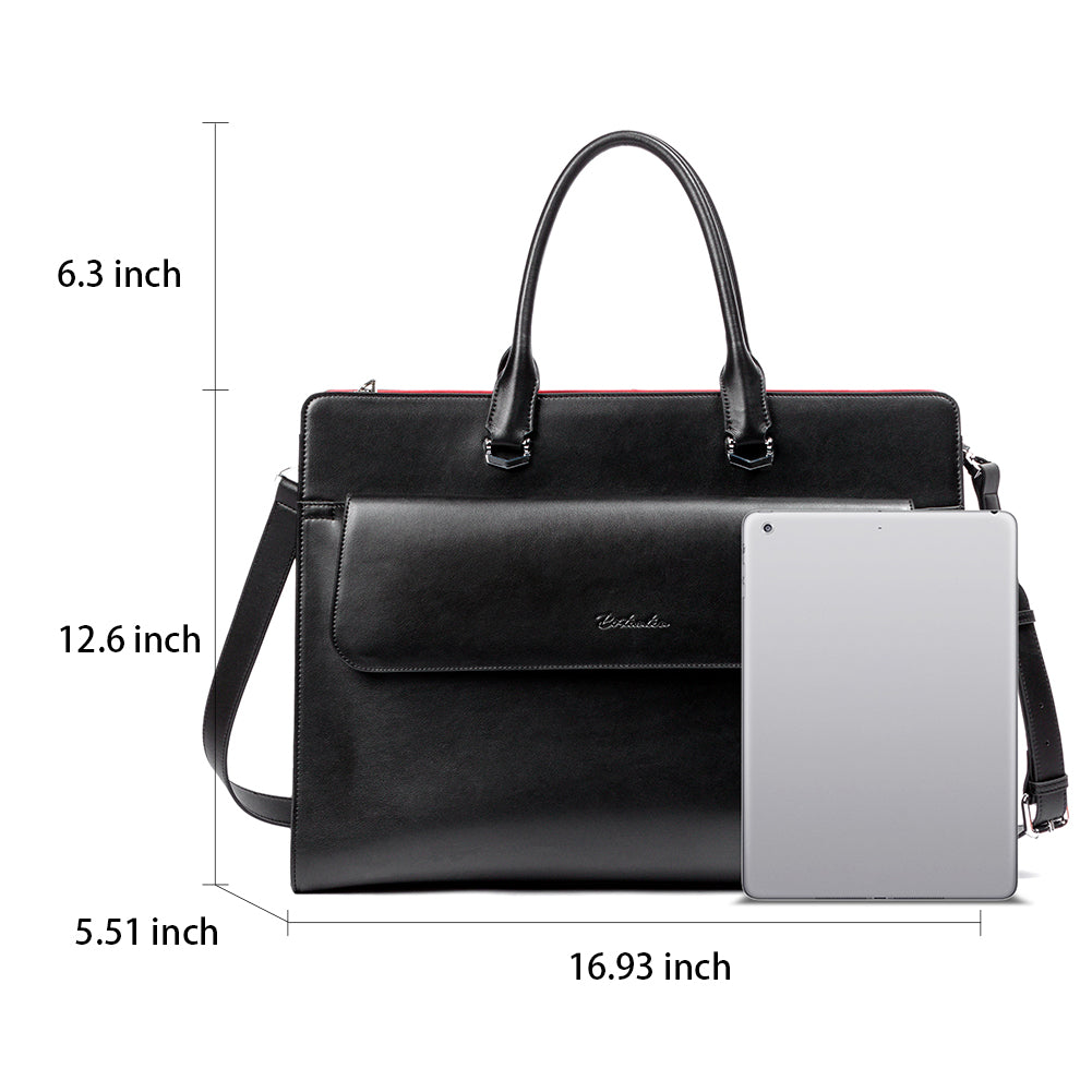Mizuki Black Leather Briefcase Women's - Messenger Bags