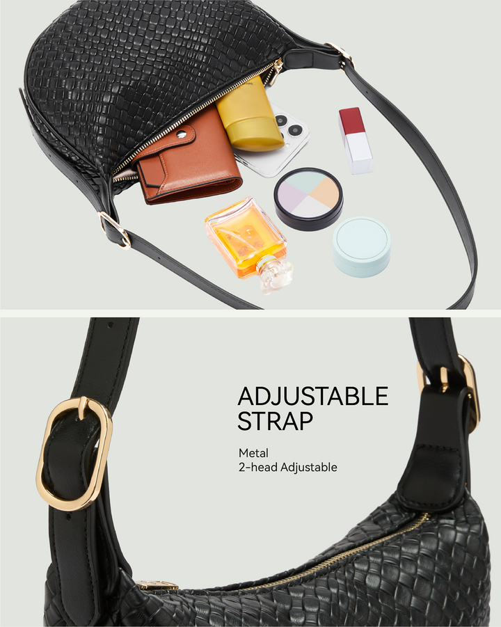 KWELI – Halbmond-Umhängetasche aus gewebtem Leder 