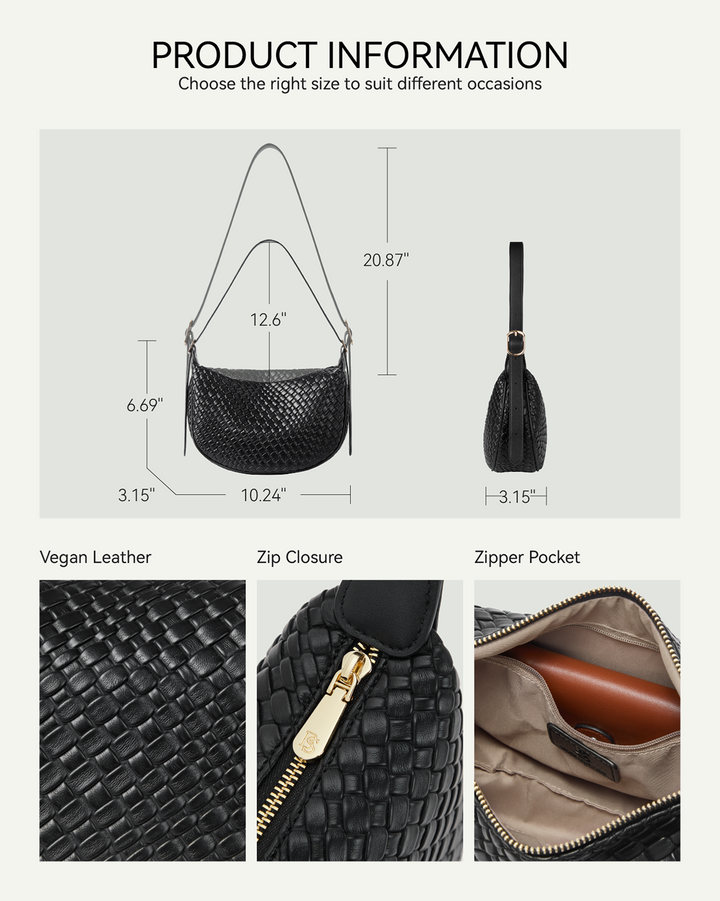 KWELI – Halbmond-Umhängetasche aus gewebtem Leder 