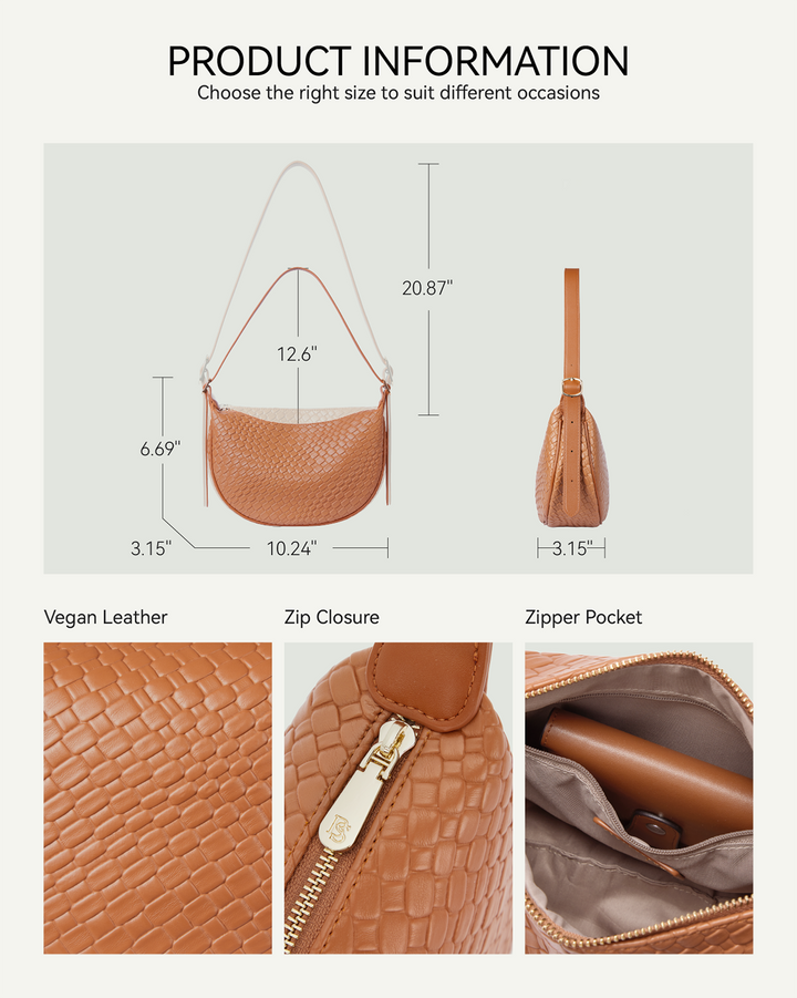 KWELI – Halbmond-Umhängetasche aus gewebtem Leder 