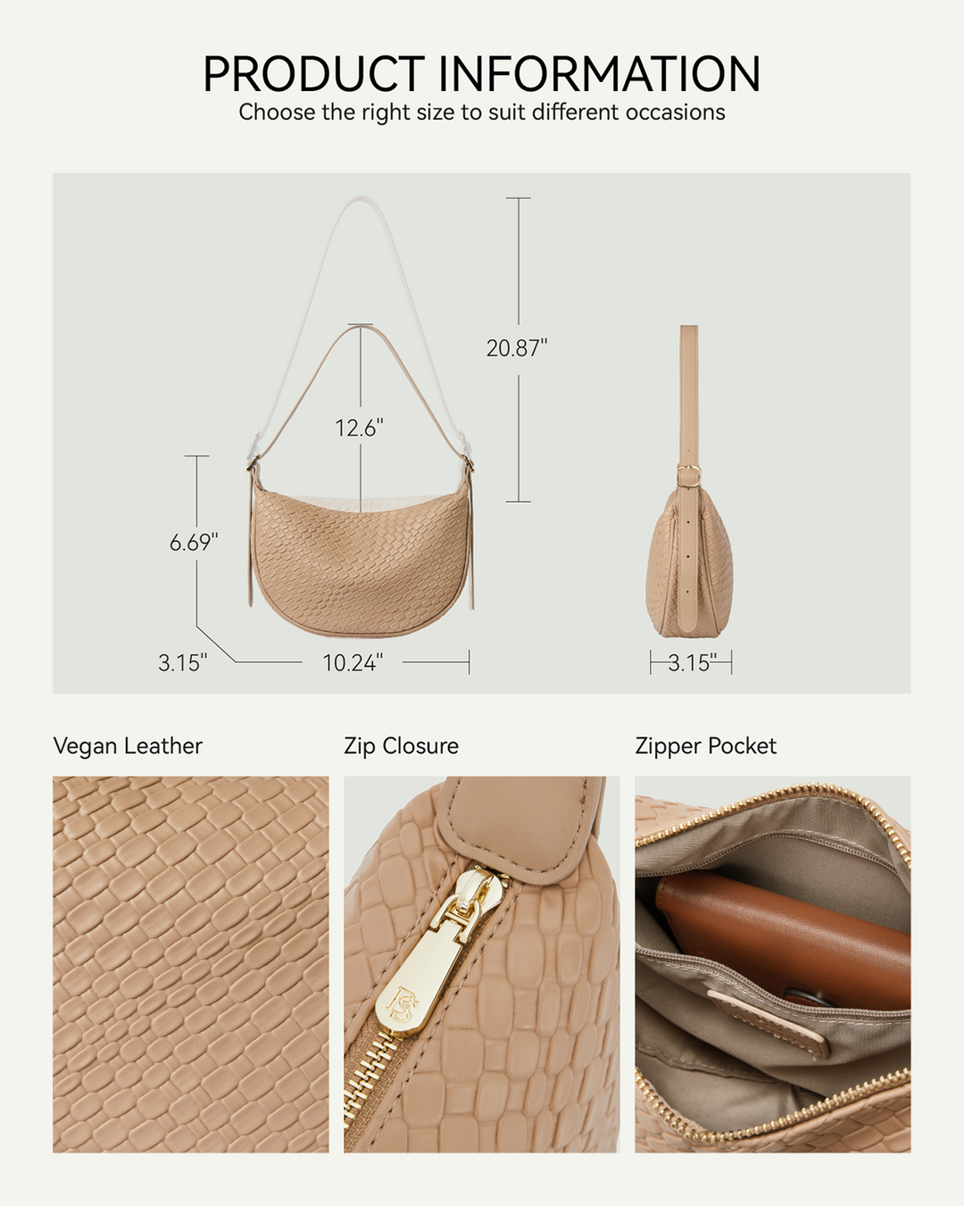 KWELI – Halbmond-Umhängetasche aus gewebtem Leder 