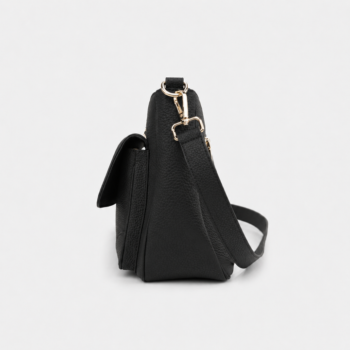 Turn Lock Flap Messenger Crossbody - Pebbled Leather
