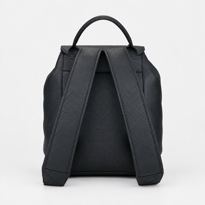 Pebbled Leather Flap Drawstring Backpack - Fits 11" iPad