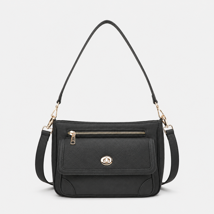 Turn Lock Flap Messenger Crossbody - Pebbled Leather