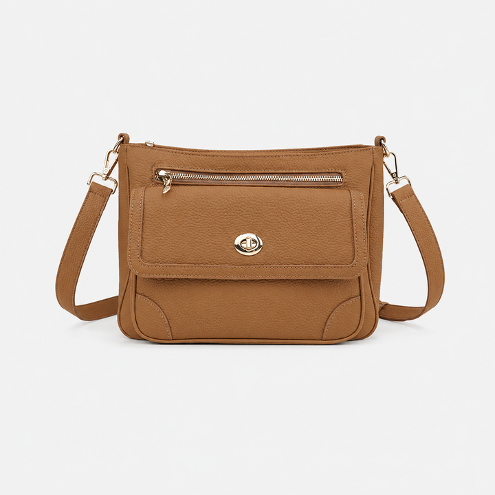 Turn Lock Flap Messenger Crossbody - Pebbled Leather