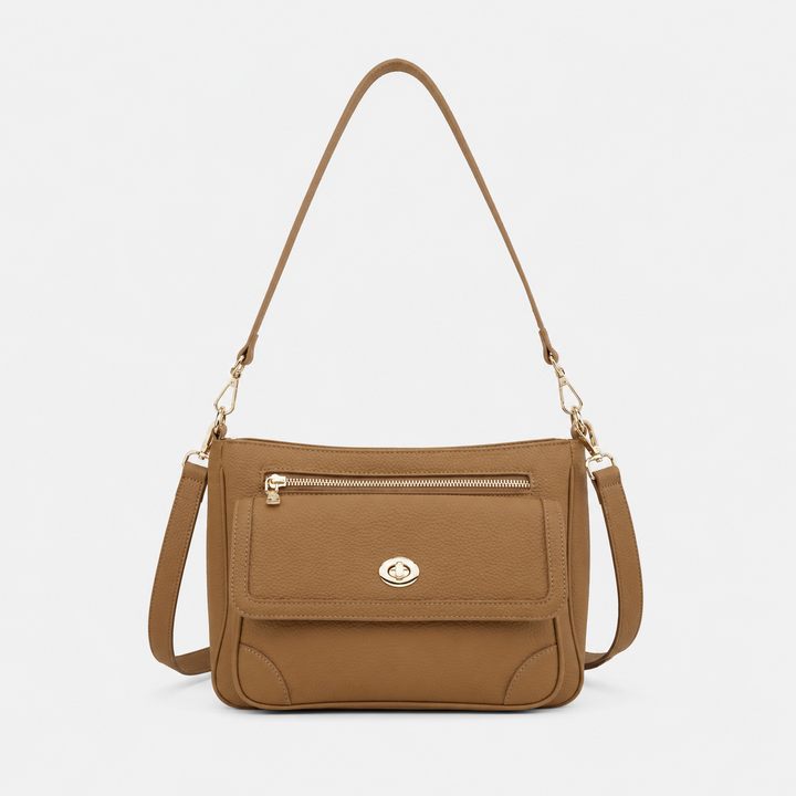 Turn Lock Flap Messenger Crossbody - Pebbled Leather