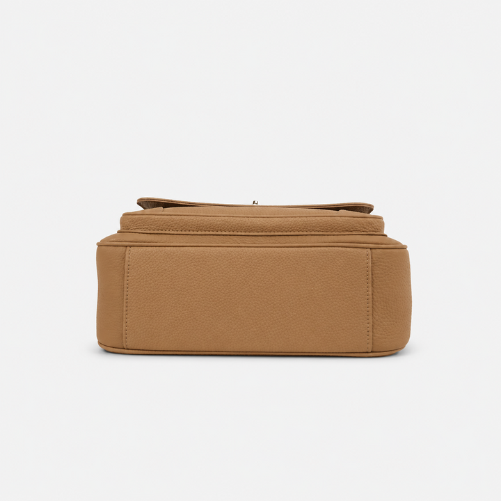 Turn Lock Flap Messenger Crossbody - Pebbled Leather
