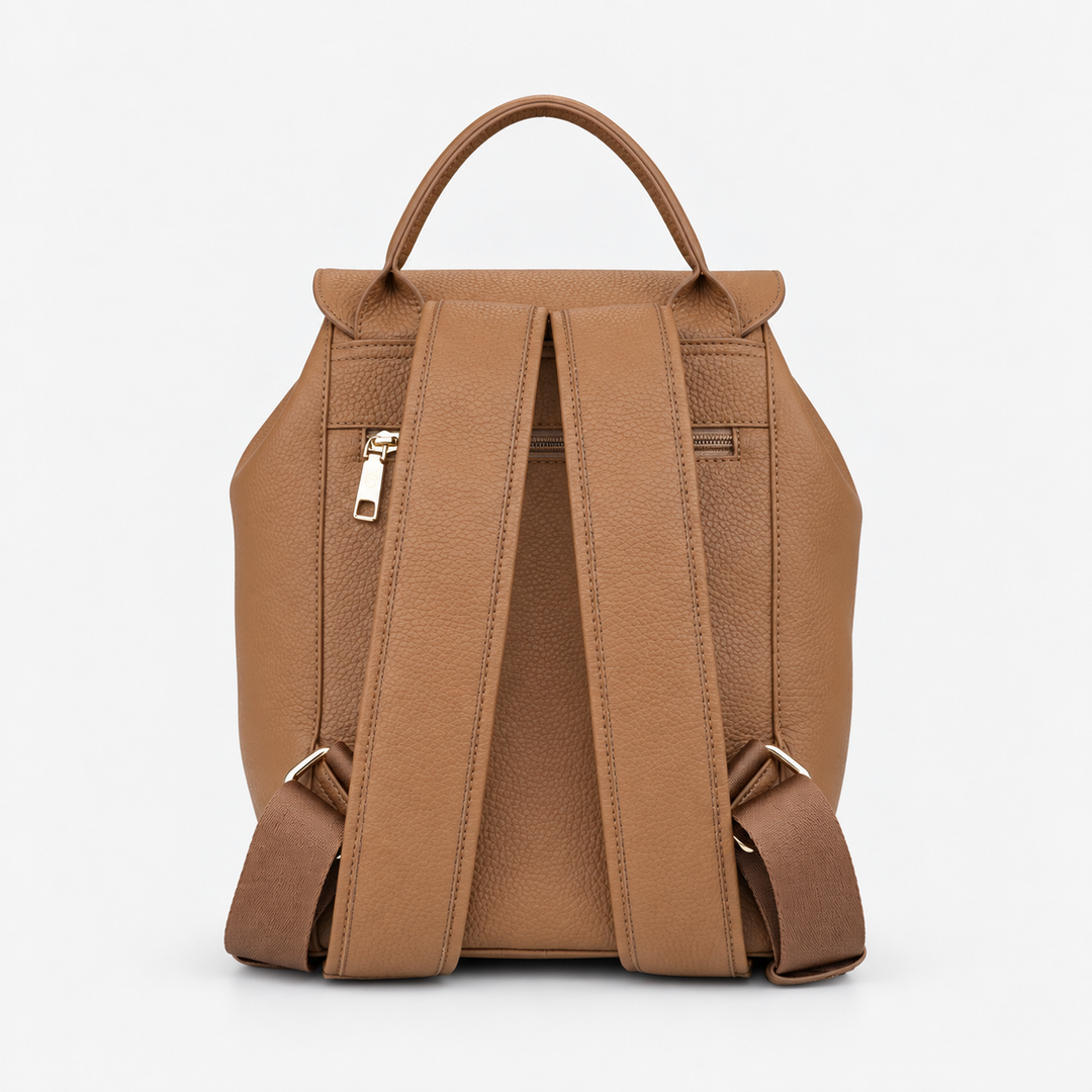 Pebbled Leather Flap Drawstring Backpack - Fits 11" iPad