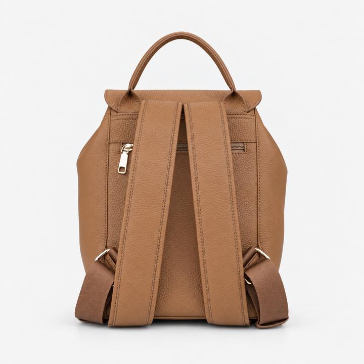 Pebbled Leather Flap Drawstring Backpack - Fits 11" iPad