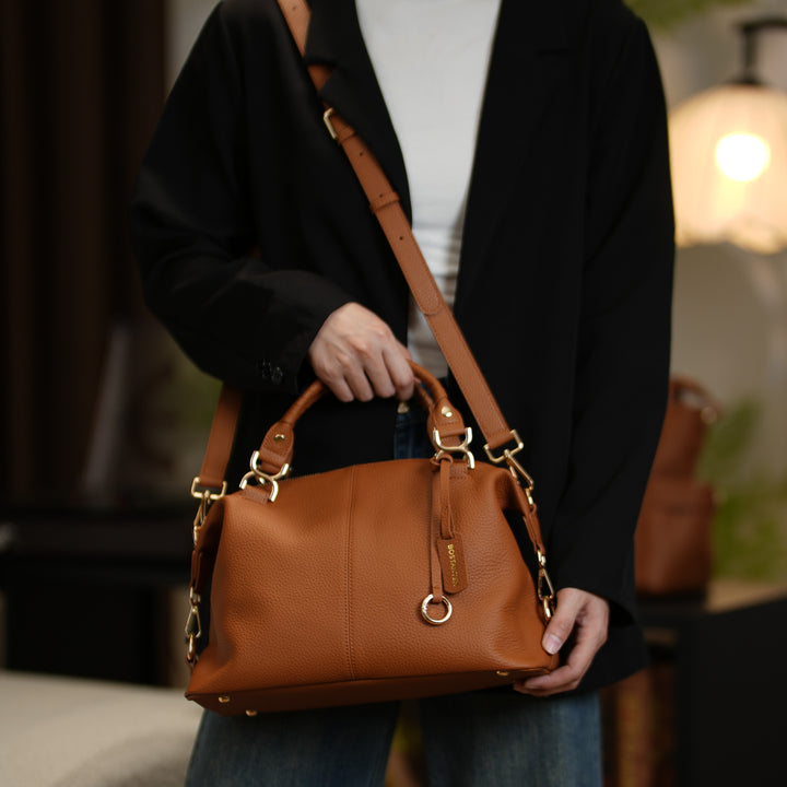 Nevin Genuine Leather Boston Handbag