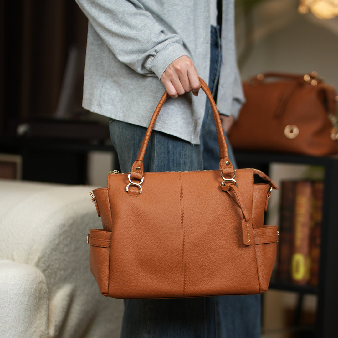 Nevin Genuine Pebbled Leather Everyday Carryall Tote