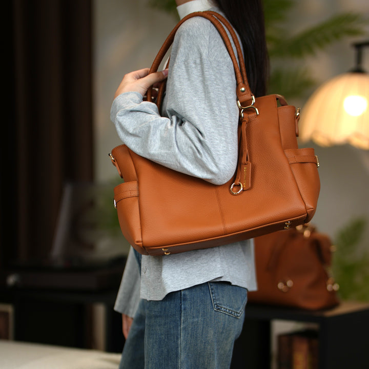 Nevin Genuine Pebbled Leather Everyday Carryall Tote