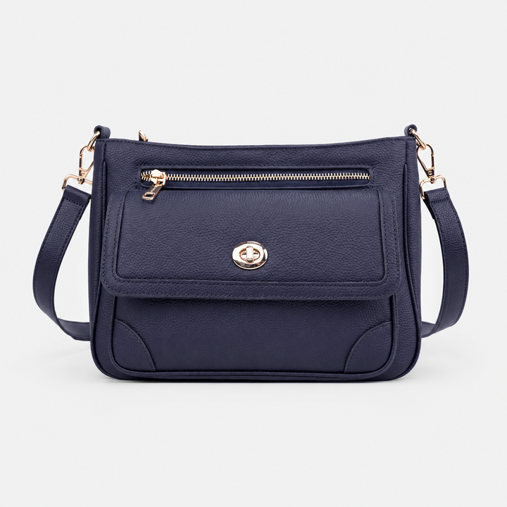 Turn Lock Flap Messenger Crossbody - Pebbled Leather