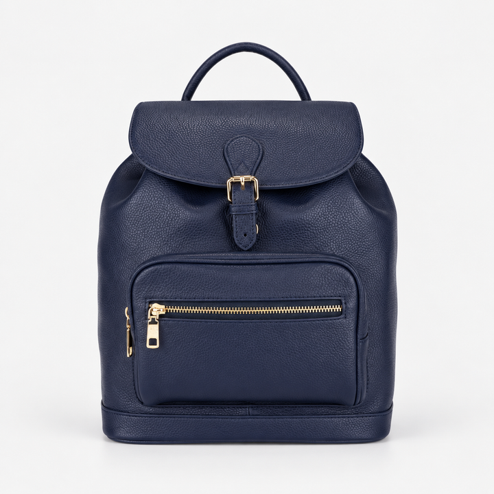 Pebbled Leather Flap Drawstring Backpack - Fits 11" iPad