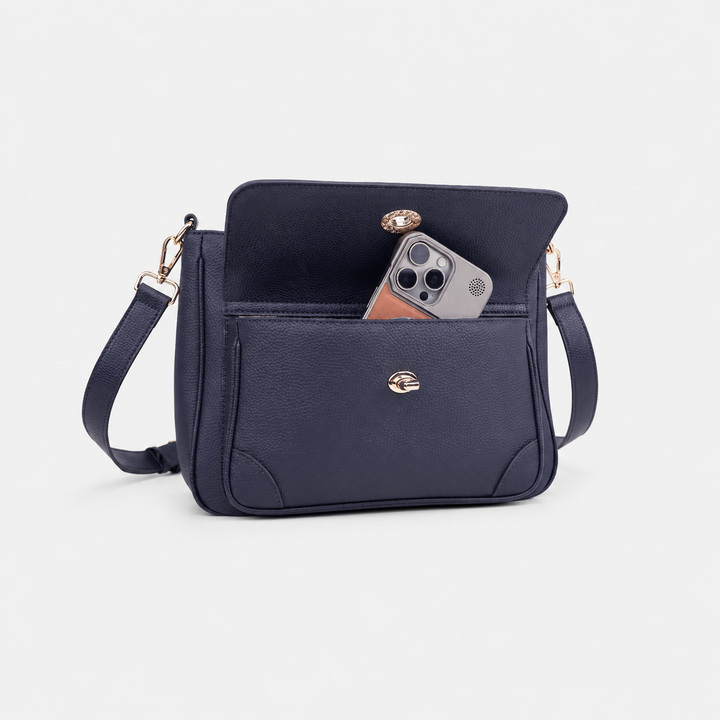 Turn Lock Flap Messenger Crossbody - Pebbled Leather