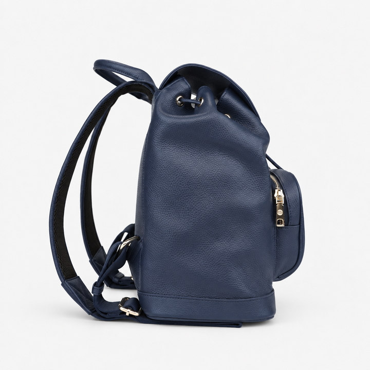Pebbled Leather Flap Drawstring Backpack - Fits 11" iPad