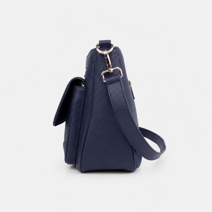 Turn Lock Flap Messenger Crossbody - Pebbled Leather