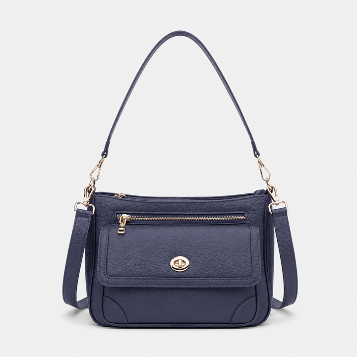 Turn Lock Flap Messenger Crossbody - Pebbled Leather