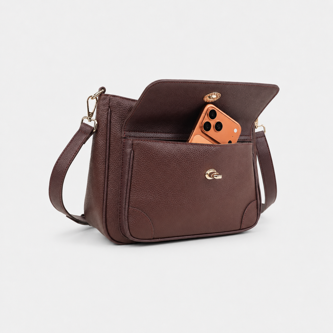 Turn Lock Flap Messenger Crossbody - Pebbled Leather