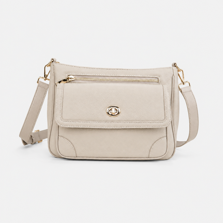 Turn Lock Flap Messenger Crossbody - Pebbled Leather