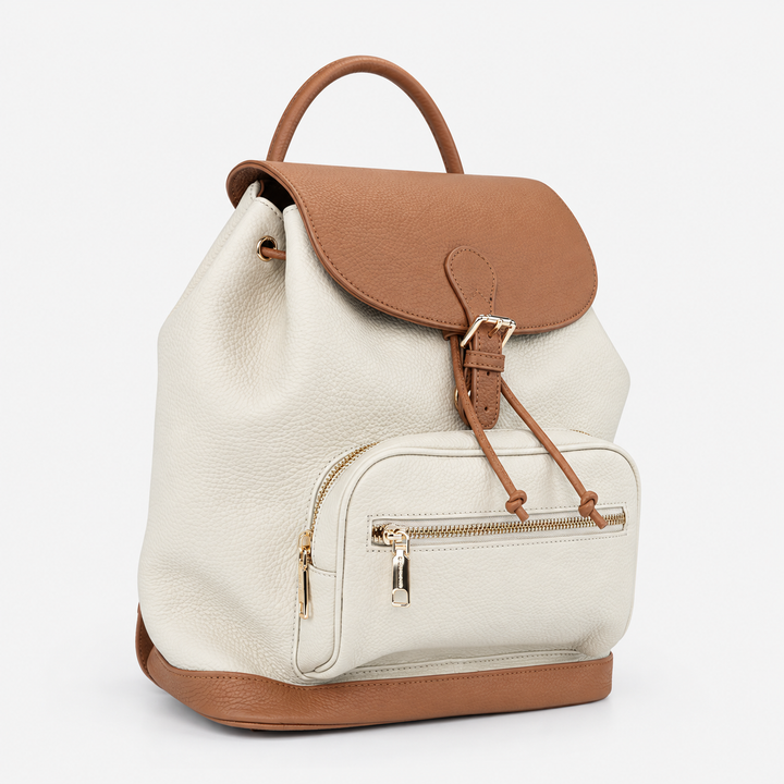 Pebbled Leather Flap Drawstring Backpack - Fits 11" iPad
