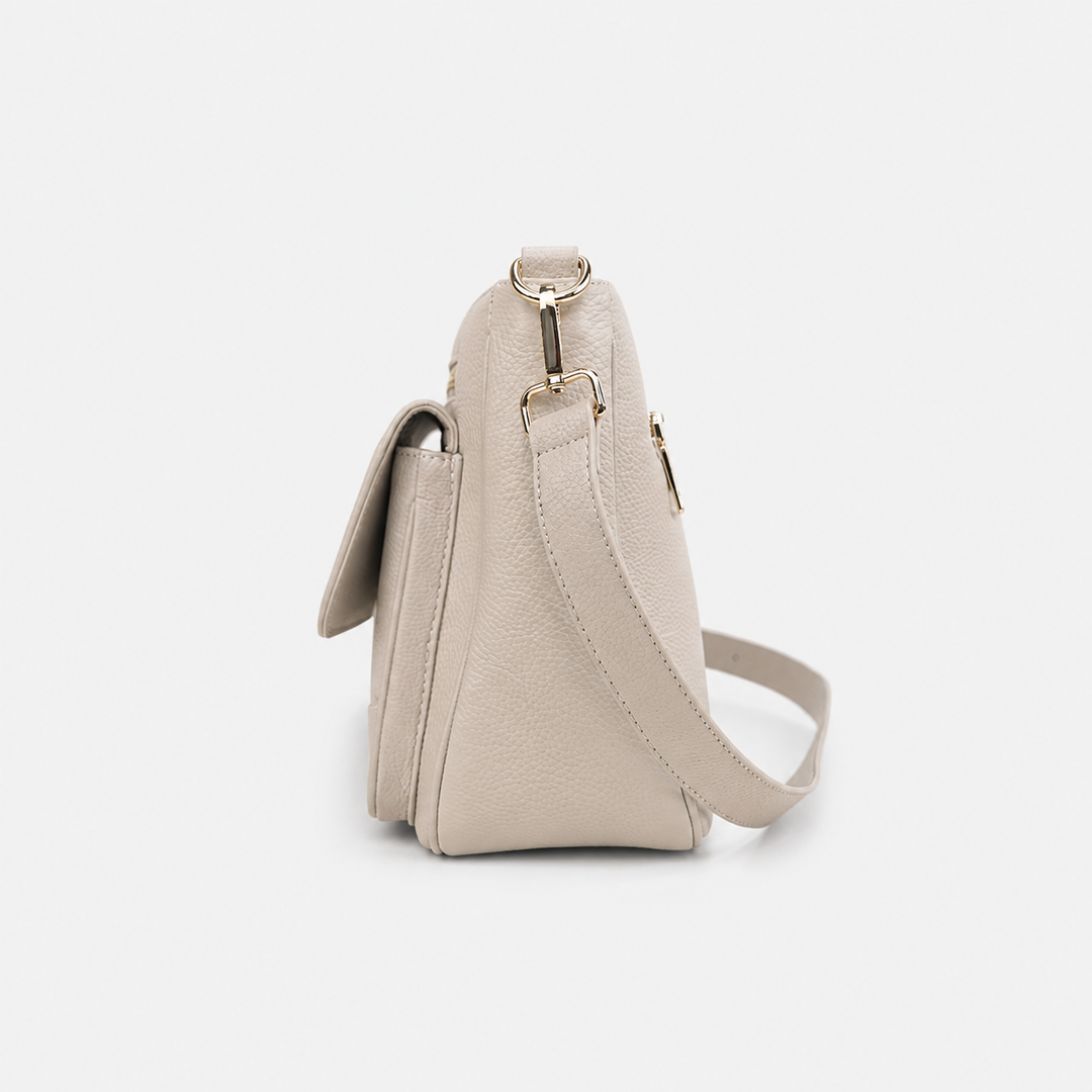 Turn Lock Flap Messenger Crossbody - Pebbled Leather