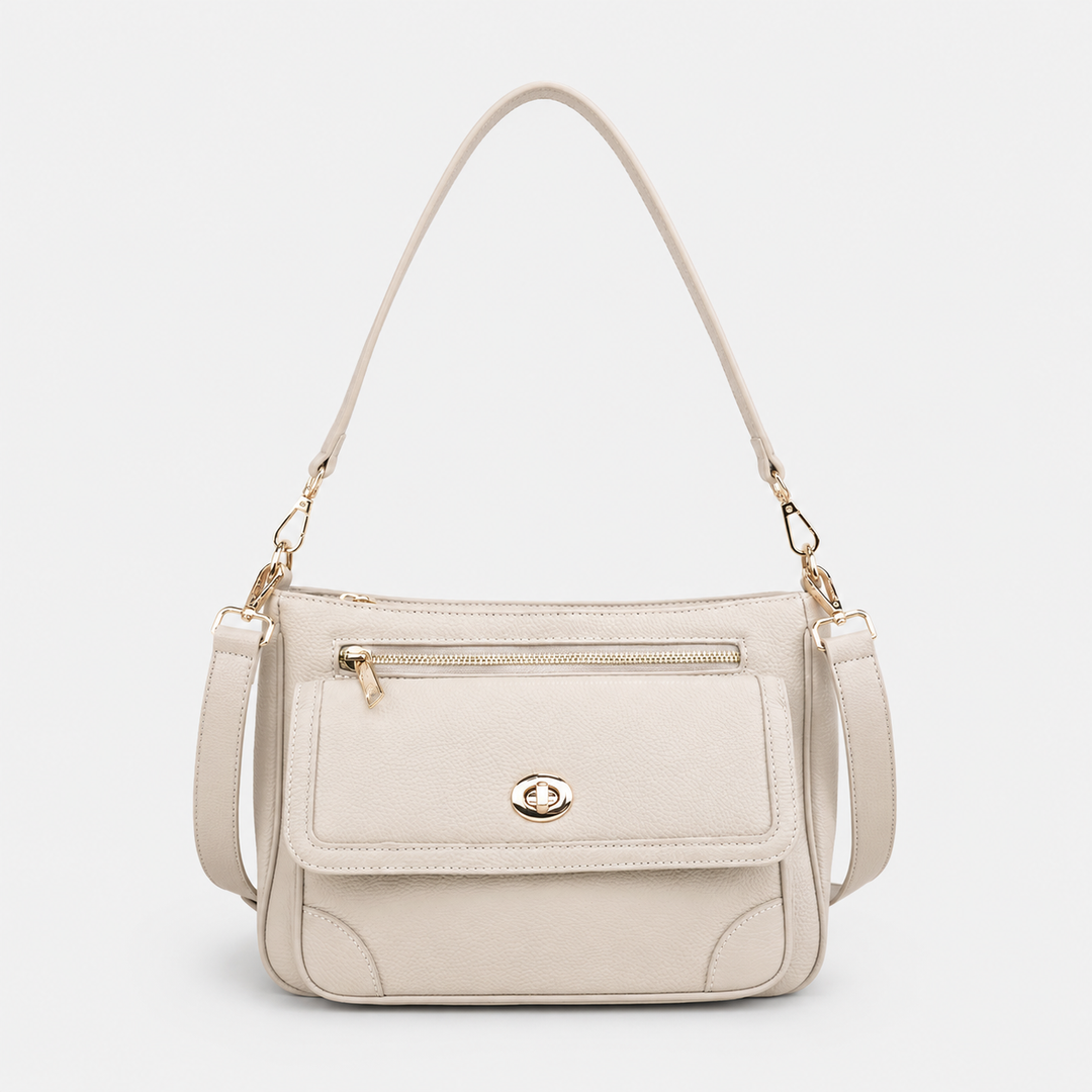 Turn Lock Flap Messenger Crossbody - Pebbled Leather